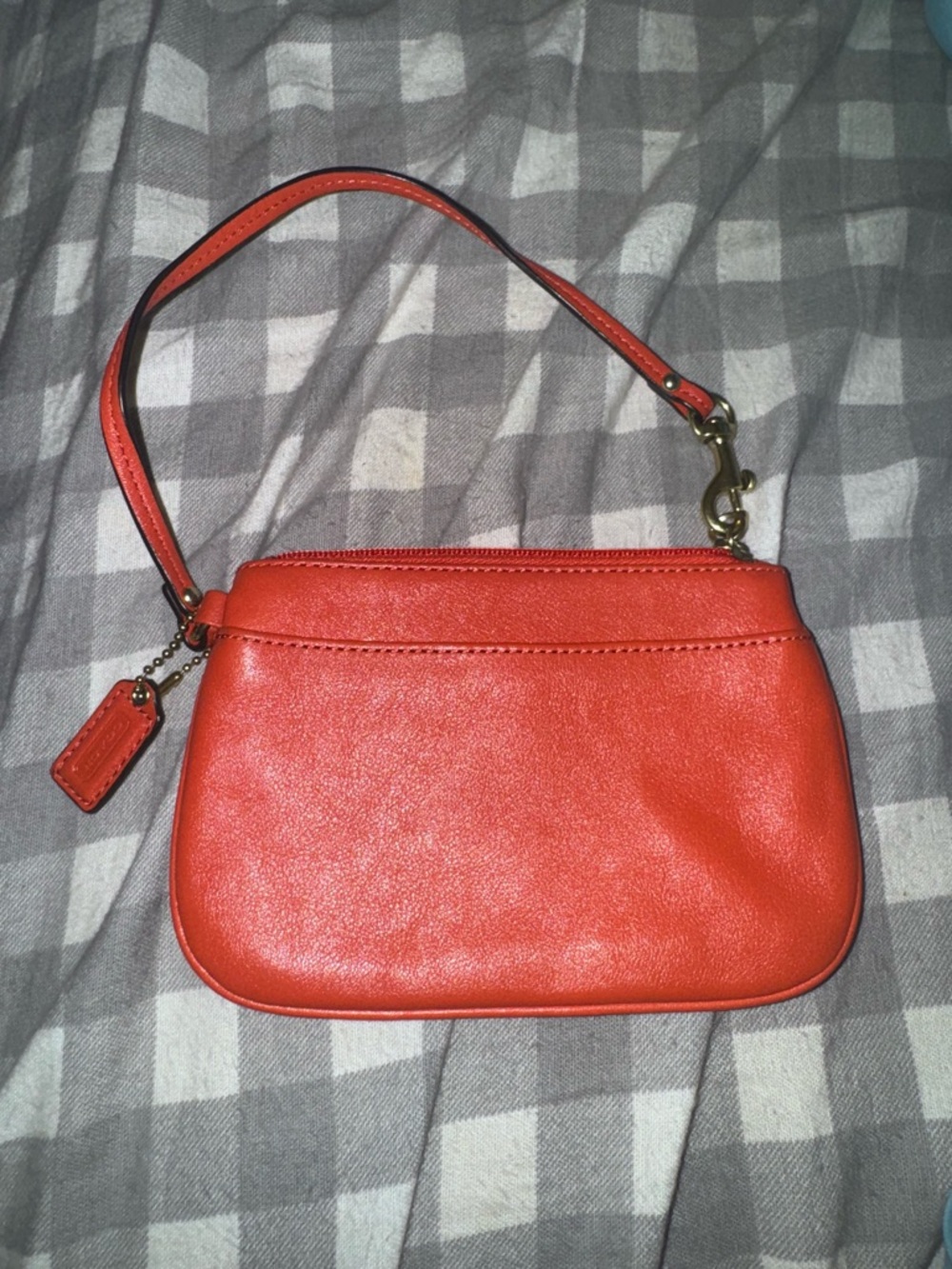 Coach Orange Leather Wristlet NWOT